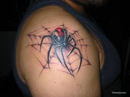 Black widow spider click to view large image. Black Widow And Spider Tattoo On Right Shoulder Black Widow Tattoo Tattoos Web Tattoo