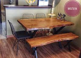 mozilya alaca dogal ahsap masa mozilya walnut wooden table mobilya siyah mobilya ev icin