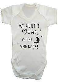 Baby Boy Girl My Auntie Loves Me To The Moon Back Bodysuit Vest Romper Gift Ebay