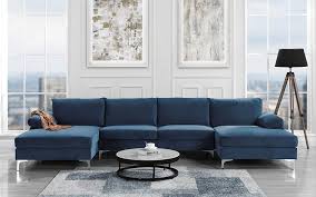 The site offers you a large selection to help you express yourself. Modern Large Velvet Fabric U Shape Sectional Sofa Double Extra Wide Chaise Lounge Couch Navy Amazon In Home Kitchen