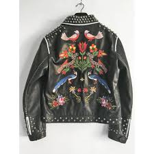 It fits like it was made for me, it looks so upscale. Embellished Studded Floral Embroidered Leather Jacket Jackets Maker