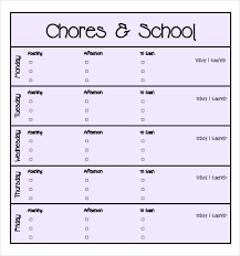 Free Downloadable Chore Chart Templates Jasonkellyphoto Co