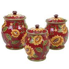 Pottery by artist clear creek pottery handmade pottery canister set in. Certified International Sunset Sunflower 3 Piece Ceramic Canister Set 22226 The Home Depot