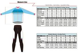 womens long sleeve cycling jersey size chart chogory