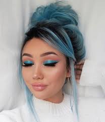 Starry Sky Black Roots Straight Version Light Blue Hair Blue Hair Dark Blue Brown Hair