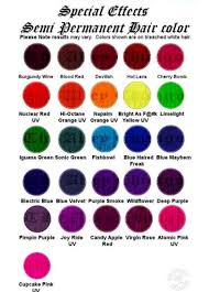 Special Effects Hair Dye Color Chart Hair Dye Color Chart