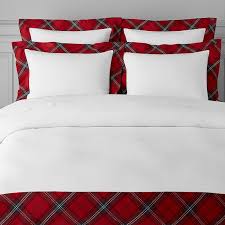 About our red checked tartan. Tartan Border Linen Luxury Duvet Cover Shams Williams Sonoma
