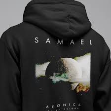 Samael Band Hoodie Samael Aeonics An Anthology Artwork Hooded Sweatshirt Industrial Metal Merch