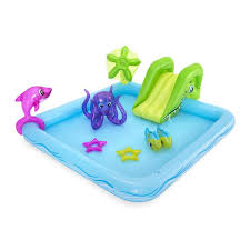 Apabila pada awalnya perosotan anak mempunyai desain standar dengan lintasan yang memanjang dan juga miring, seiring dengan semakin berkembangnya konsep pada kolam renang. Jual Bestway 53052 Holly Aquarium Kolam Renang Perosotan Anak Uk 239 X 206 X 86 Terbaru Juli 2021 Blibli