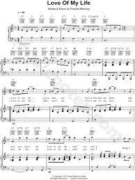 Queen Love Of My Life Sheet Music In F Major Transposable Download Print Sheet Music Love Of My Life Queen Love