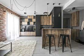 Eclectic modern design in dark tinctures. Small Industrial Apartment In Lithuania Gets An Inspiring Update