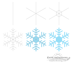 Pencil, eraser, and a ruler. How To Draw A Snowflake Step By Step Easylinedrawing