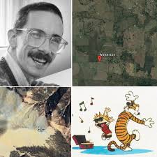 Bill Watterson is the creator of the Calvin and Hobbes comics. Next to  Watterson, Texas there is an illusion of Calvin and Hobbes. Moreover there  is another Calvin and Hobbes illusion at