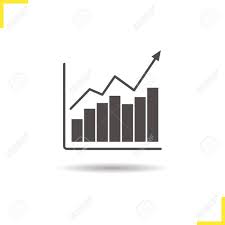 Growth Chart Icon Drop Shadow Income Increase Silhouette Symbol
