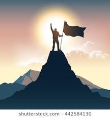 Man Silhouette On Mountain Top Silhouette Images Mountain Illustration Climbing Art
