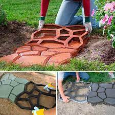 Free 2 Day Shipping Buy Topeakmart 2x Plastic Pathmate Walk Way Paver Concrete Stone Mould Paving Mold Black At Wal Diy Driveway Concrete Stone Molds Diy Path