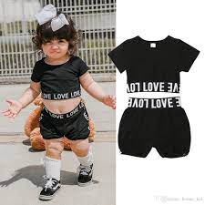 Crop tops price starts from inr 200 ✯ best offers. Grosshandel Kind Kind Madchen Schwarz Crop Top T Shirt Mit Kurzen Hosen Kleidung Love Letter Print Schwarz Sunsuit Outfit Von Bonne Kid 6 23 Auf De Dhgate Com Dhgate