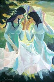 Image result for tranh vẽ thiếu nữ