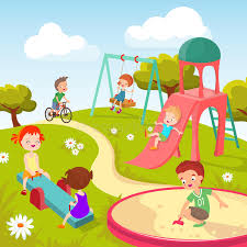 Familie und kindergarten sind prägende lebenswelten von kindern. Nette Kinder Am Spielplatz Die Glucklichen Kinder Die Im Sommerpark Spielen Vector Hintergrund Vektor Abbildung Illustration Von Freundschaft Graphik 94003825