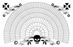 11x17 Printable Genealogy Fan Chart Decorative Skull Design