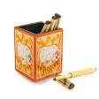 Handmade handpainted wooden pen stand