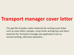 Transport Manager Cover Letter