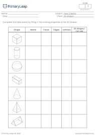 Here you will find our range of free shape worksheets which involve naming and identifying 3d shapes and their properties. Numeracy 3d Shapes Worksheet Primaryleap Co Uk
