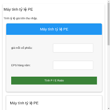 P / E Ratio Calculator - P / E Ratio Calculator - Tính P / E Ratio