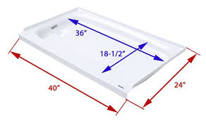 Shower wall surrounds accommodate common widths of 32, 36, 48 or 60 inches and heights of 59, 72 or 96 inches. Better Bath Rv Shower Pan Left Hand Drain 40 Long X 24 Wide White Lippert Rv Showers And Tubs Lc210377