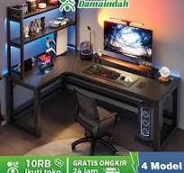 Damaindah Meja Komputer Shaped L Serat Karbon / Meja Komputer Minimalis /  Meja Gaming / Meja Kantor / Meja Laptop / Meja Kantor Serbaguna / Meja  Kerja ...