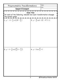 Transformations Of Tangent Cotangent Scaffolded Notes With Classwork Scaffolded Notes Classwork Tangent