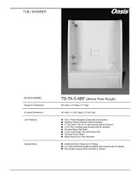 How do you rough in a bathroom plumbing? Tub Shower Ts Ta 5 Abf Above Floor Rough Oasis Bath