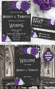 Purple Roses On Black Gothic Wedding Invitation Goth Gothic Gothicwedding Wedd Gothic Wedding Invitations Purple Wedding Invitations Wedding Invitation Sets