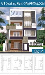 8 Bedrooms Home Plan 8x14m Samphoas Plansearch Duplex House Design Small House Elevation Design Bungalow House Design
