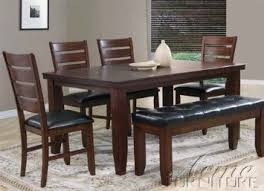 Amazon Com 6pc Dining Table Chairs Set In Cherry Finish Home Kitchen Dining Table Chairs Brown Wood Dining Table Dining Table With Bench