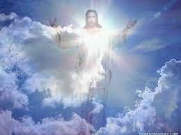 Jesus standing in white and gray storm clouds in blue sky with rays of light. Will Jesus Return Literally In The Clouds Revolution For Jesus
