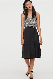 Wrap Front Skirt Black Ladies H M Us Printed Pleated Skirt Green Pleated Skirt Black Floral Skirt