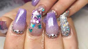 Maybe you would like to learn more about one of these? Short Coffin Acrylic Nails Butterflies And Ombre Youtube