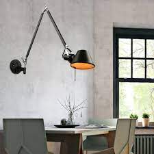 Retro Tapered Wall Lighting 1 Bulb Metallic Wall Mount Lamp With Swing Arm In Black For Study Room Wall Mounted Lamps Adjustable Wall Light Wall Lamp