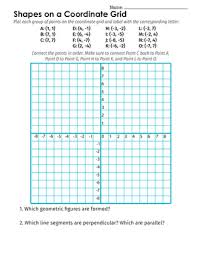 Find point coordinates given location. Coordinate Grid Shapes Worksheet Education Com