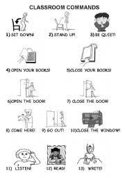English Worksheet Clasroom Commands Classroom Commands Classroom Language Classroom