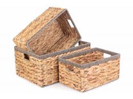 Free delivery and returns on ebay plus items for plus members. Water Hyacinth Rectangular Storage Basket Set 3 Storage Baskets