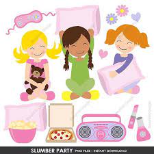 Pillow fort, toothbrush, teddy bear, sleeping bag, and more! Girls Sleepover Slumber Party Clipart Pajamas Party Clipart Pajama Party Sleepover Party Girl Sleepover