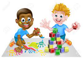 Shop the top 25 most popular 1 at the best prices! Cartoon Boys Playing With Toys One Black One White With Paint Royalty Free Cliparts Vectors And Stock Illustration Image 55738056