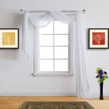 Ideas to drape a window scarf. Warm Home Designs White Sheer Curtains White Window Scarf Valances Warmhomedesigns Com