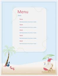 Menu template we provide you several kinds of free and printable menu templates such as wedding menu templates bar menu templates and cafe. 11 Free Beach Party Menu Templates My Word Templates