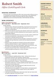 18 with payroll clerk resume samples