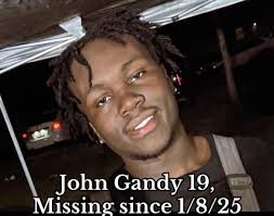 John Gandy, 19, has been missing from Waynesboro, Mississippi, since  January 8, 2025. He was last seen leaving his girlfriend's home