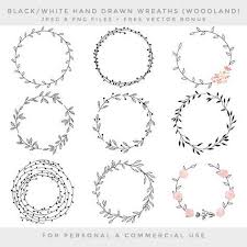 Black And White Wreath Images Wreath Clip Art Hand Drawn Wreath Clip Art Digital Handdrawn Etsy In 2020 Wreath Clip Art Wreath Drawing Wreath Clip