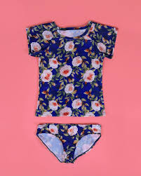 Blue and Peach Roses Swimsuit - Rash Guard Swim Suit - Shirt Swim Suit –  Whitney Elizabeth
